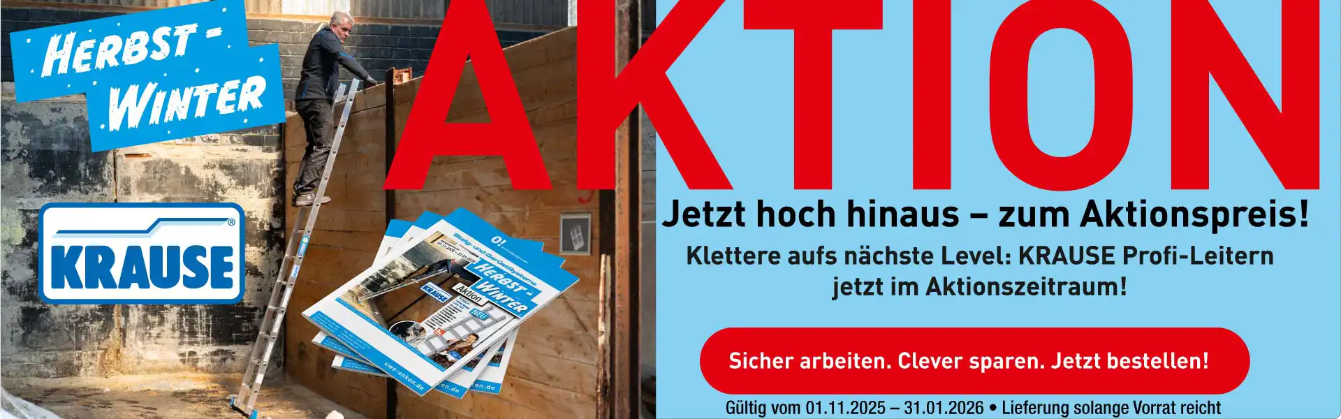 Banner über die Seite. Herbst-Winter Aktion von der Firma Krause 