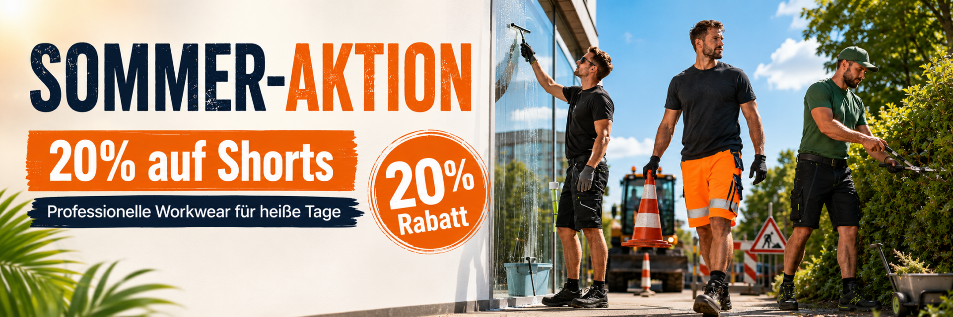 20 Prozent auf Shorts Banner mit Link in Onlineshop